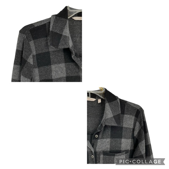 Soft Surroundings Mad About Plaid Gray Button Tunic Top - Sz S - Picture 6 of 16